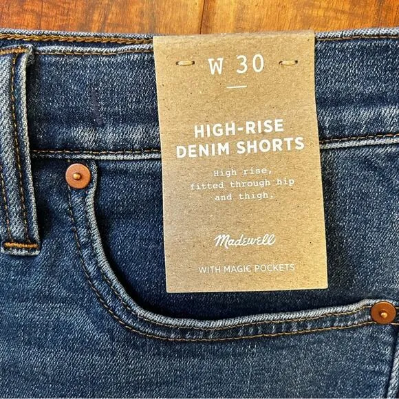 NWT Madewell High-Rise Denim Shorts in Karnes Wash Size 30