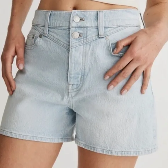 NWT Madewell The Plus Mid-Length Momjean Short in Essen Wash: Yoke Edition