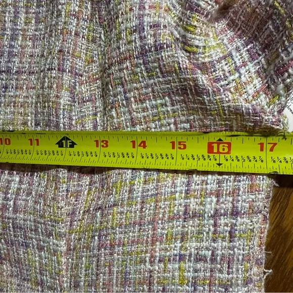 NWT Nanette Lepore Ruffle Neck  Pink Tweed Shift Dress 12 Size Runs Small $148
