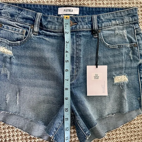 NWT Pistola Nova Distressed Denim Shorts Size 26