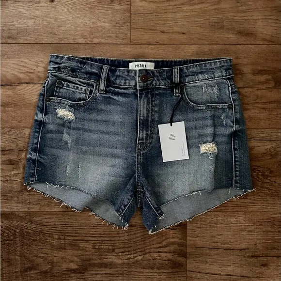 NWT Pistola Nova Distressed Denim Shorts Size 26