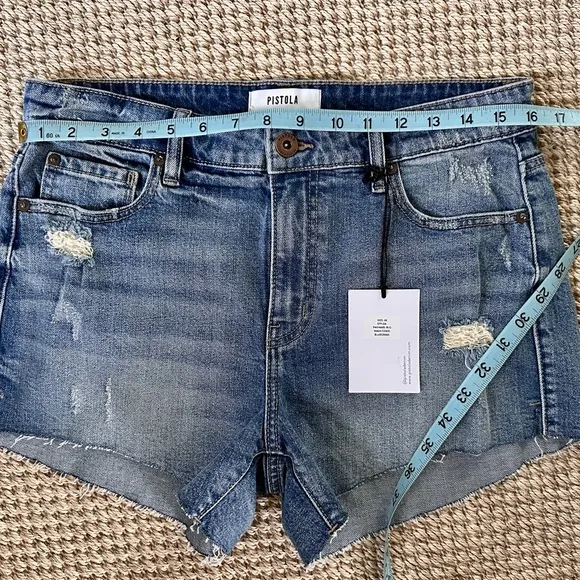 NWT Pistola Nova Distressed Denim Shorts Size 26