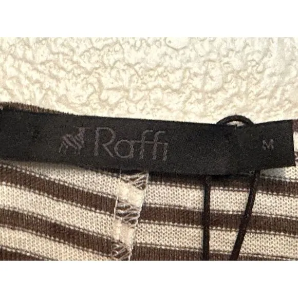 NWT Raffi 100% Linen Shift V-neck Sleeveless Dress in‎ Mocha Brown Stripe Medium