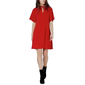 NWT Womens Size Medium MICHAEL Michael Kors Red Grommet-Neck Keyhole Mini Dress