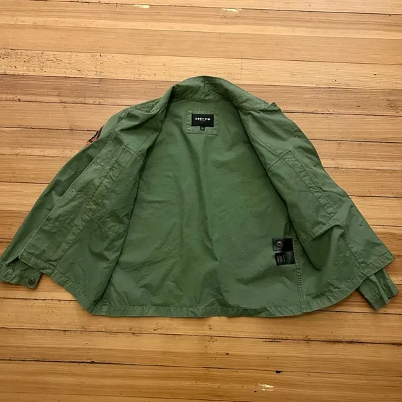 Obey No 89 lightweight Utility Jacket, shirt embroidered. Size L.