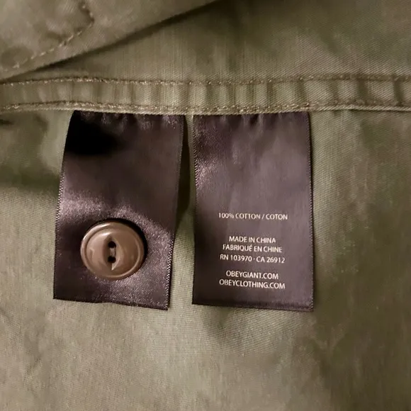 Obey No 89 lightweight Utility Jacket, shirt embroidered. Size L.