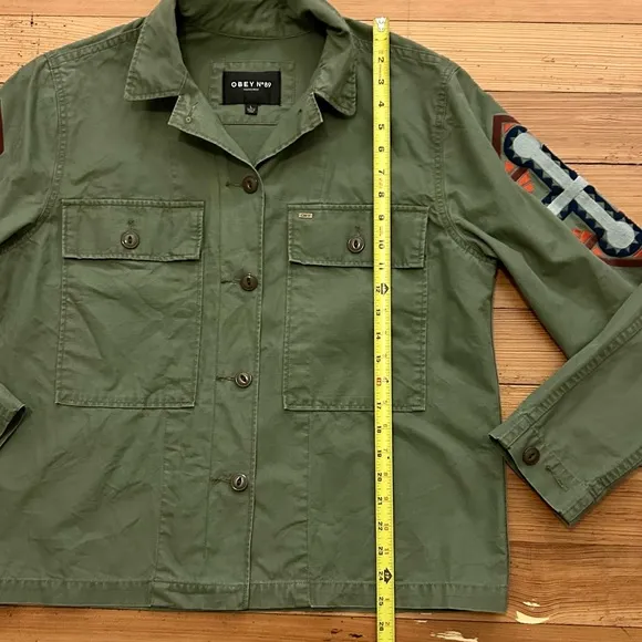Obey No 89 lightweight Utility Jacket, shirt embroidered. Size L.