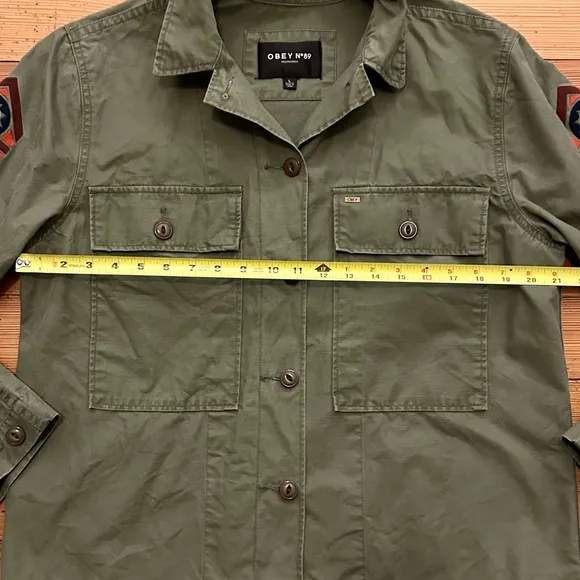 Obey No 89 lightweight Utility Jacket, shirt embroidered. Size L.