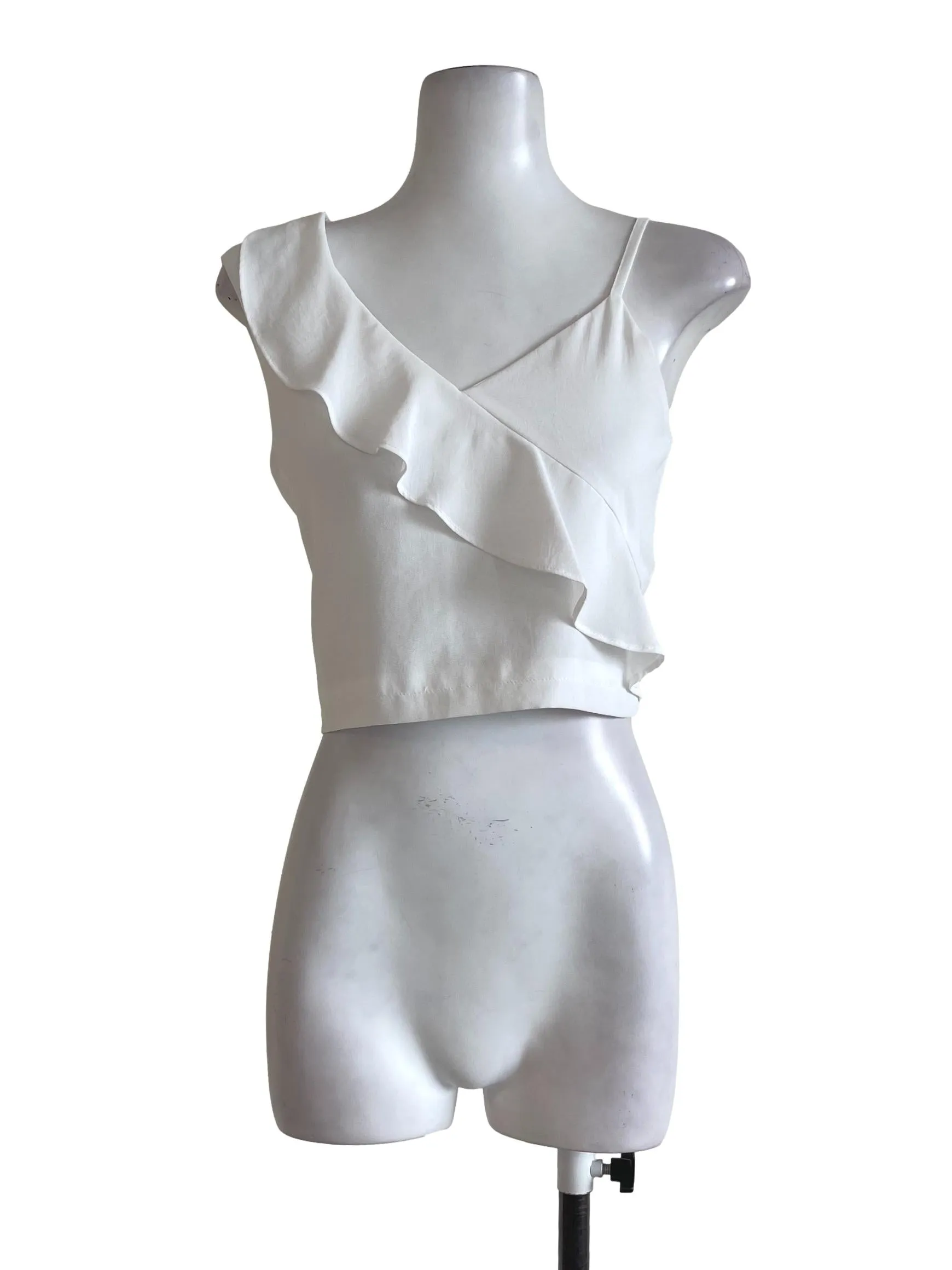Off White Ruffles Belly Top
