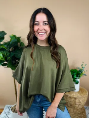 Olive Oversized Pullover Top