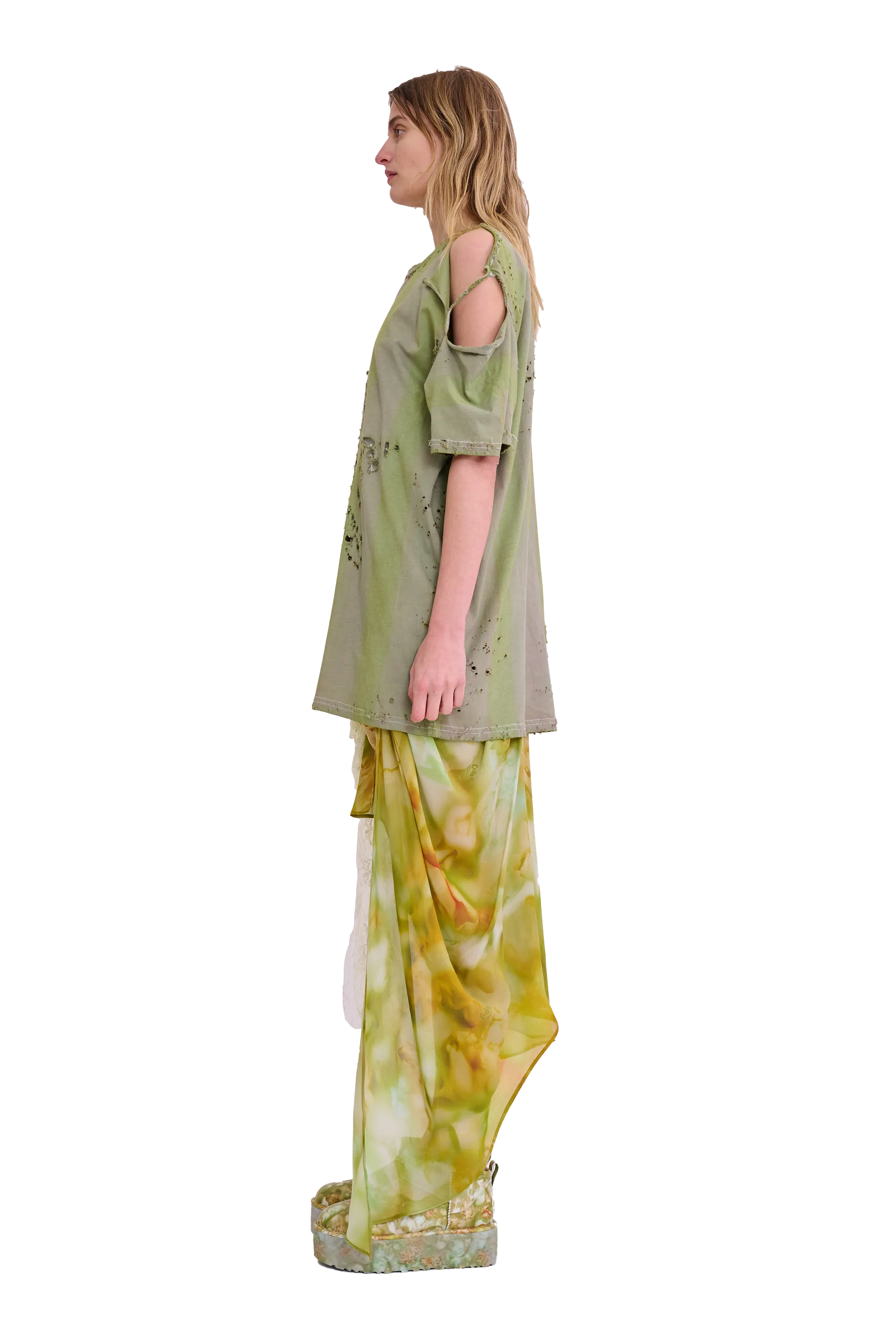 OLIVE STRIPE REMNANT STAR TEE