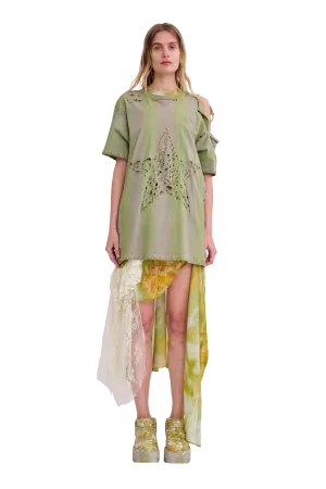 OLIVE STRIPE REMNANT STAR TEE