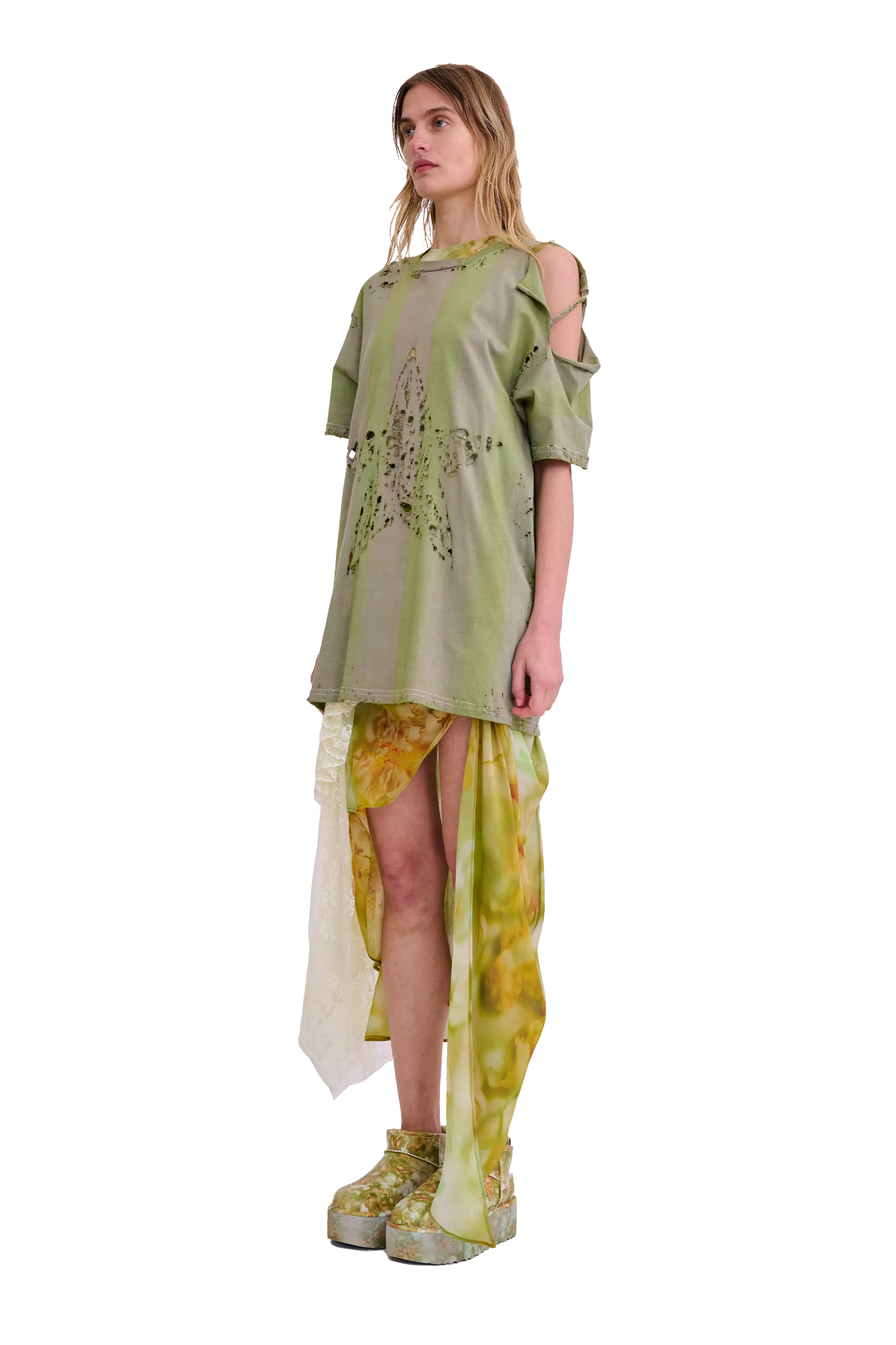 OLIVE STRIPE REMNANT STAR TEE