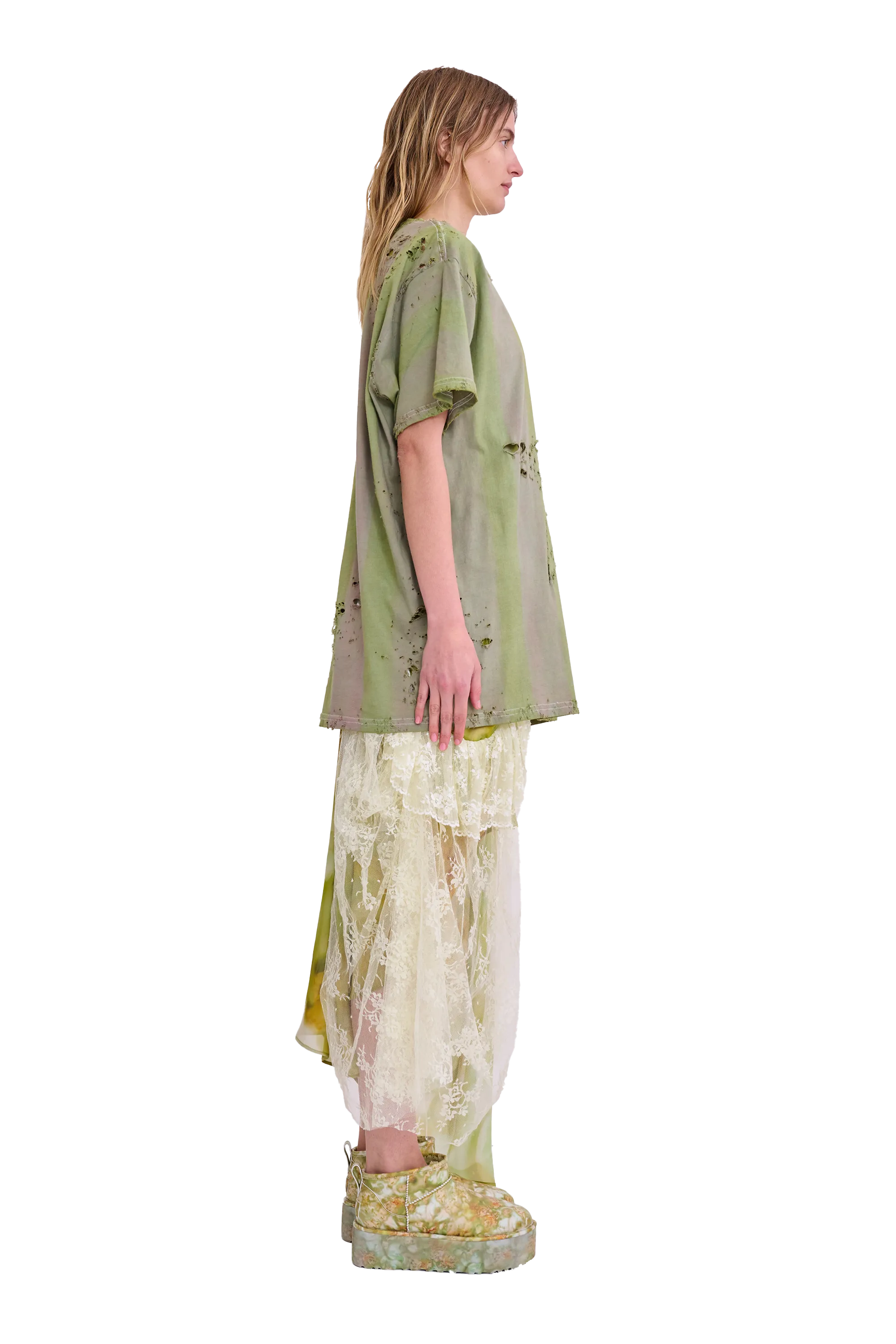 OLIVE STRIPE REMNANT STAR TEE