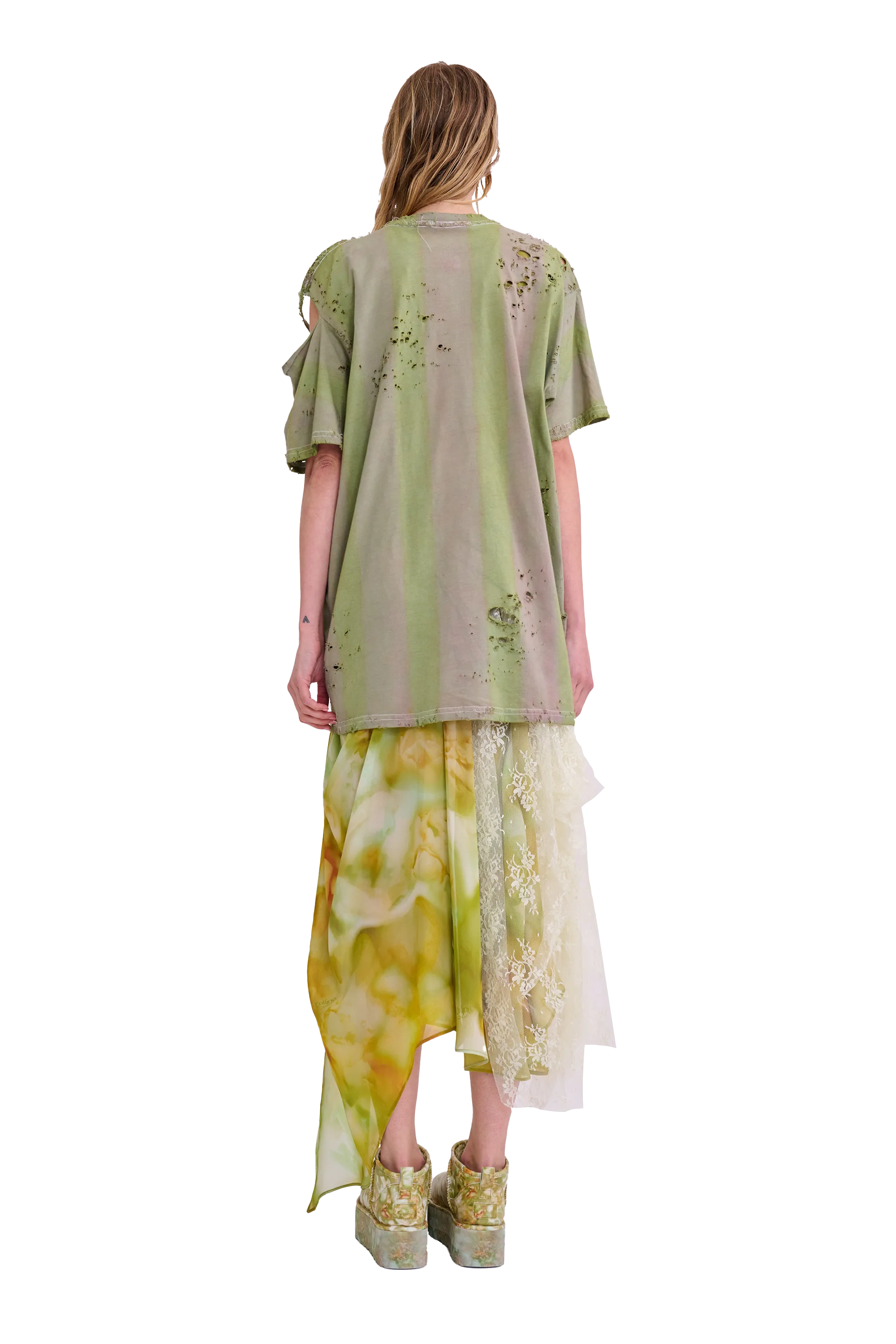 OLIVE STRIPE REMNANT STAR TEE
