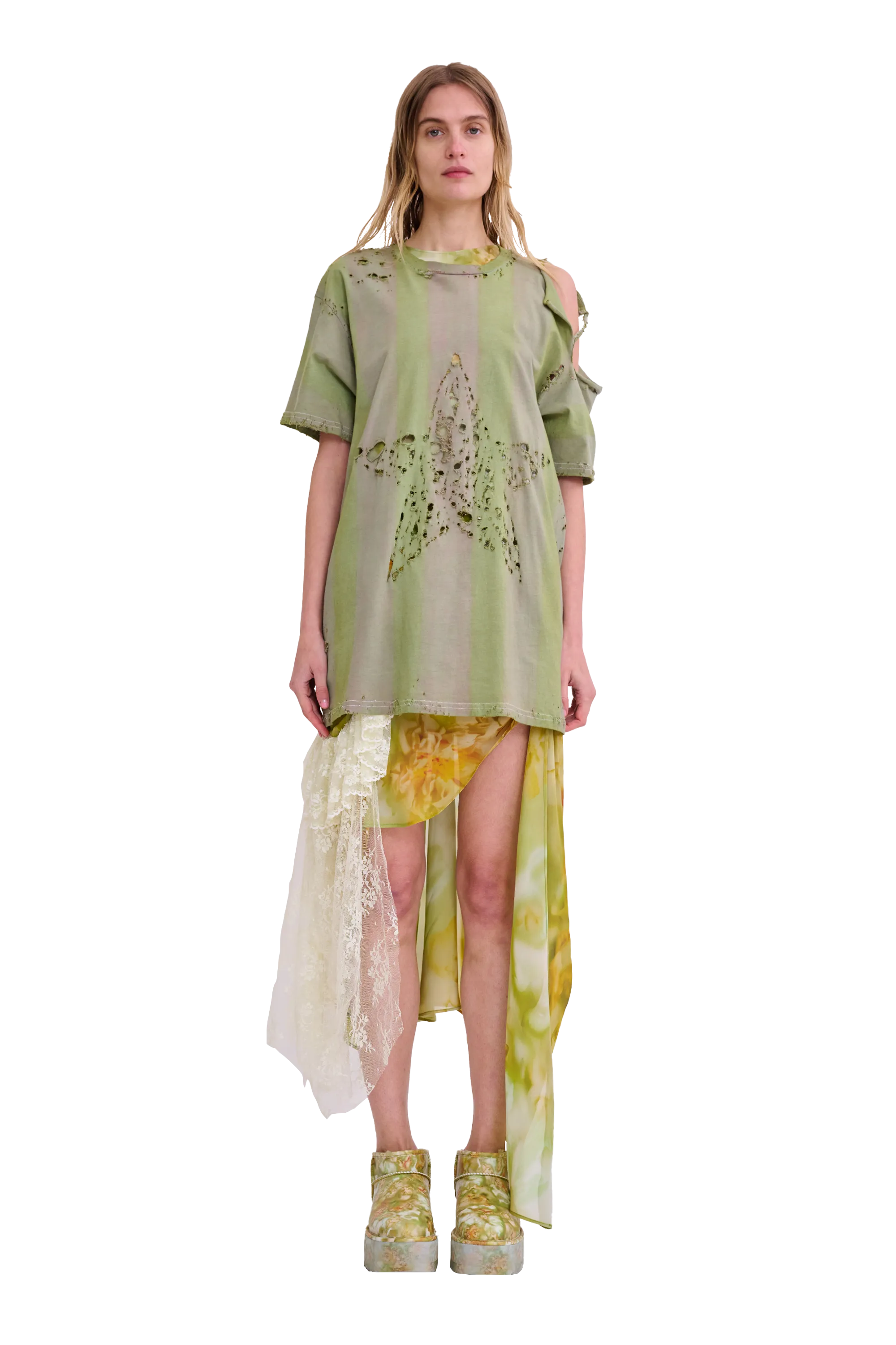 OLIVE STRIPE REMNANT STAR TEE