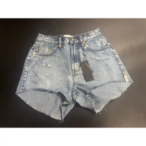 One Teaspoon NWT Truckers Mid Waist Relaxed Denim Shorts Blue Size 23 MSRP $120
