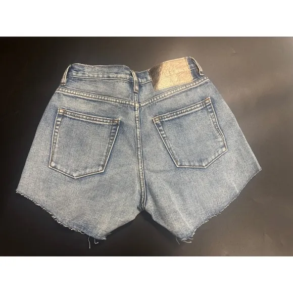 One Teaspoon NWT Truckers Mid Waist Relaxed Denim Shorts Blue Size 23 MSRP $120