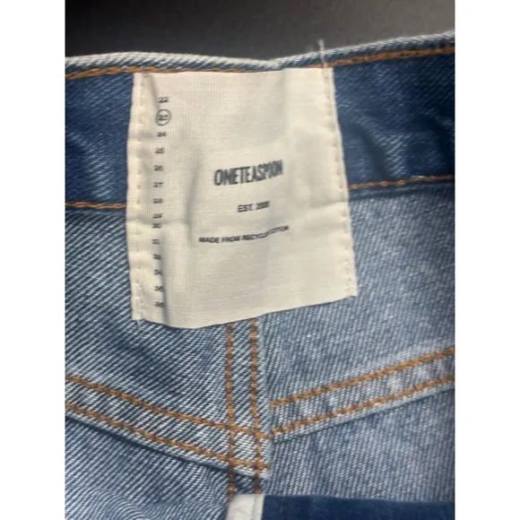 One Teaspoon NWT Truckers Mid Waist Relaxed Denim Shorts Blue Size 23 MSRP $120