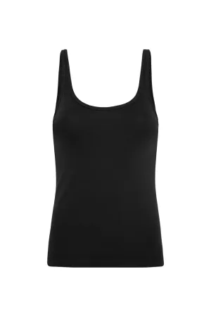 Organic Cotton Slim Scoop Tank | Black