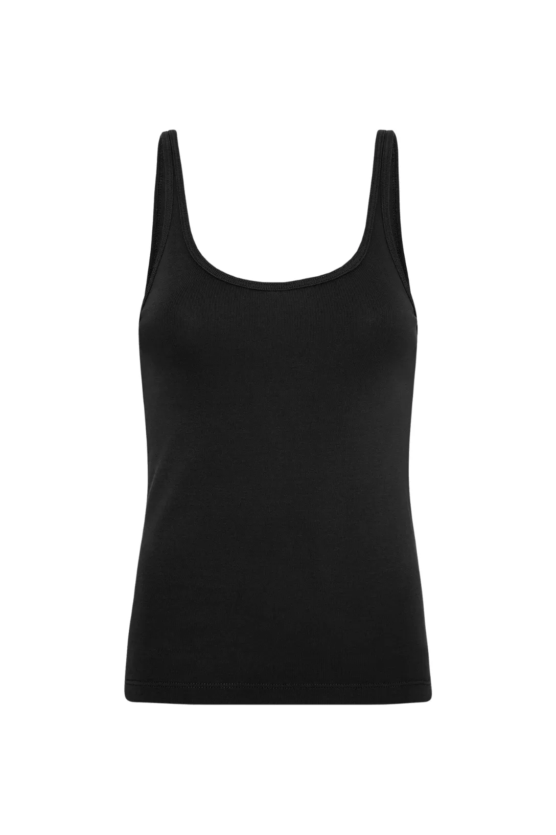 Organic Cotton Slim Scoop Tank | Black