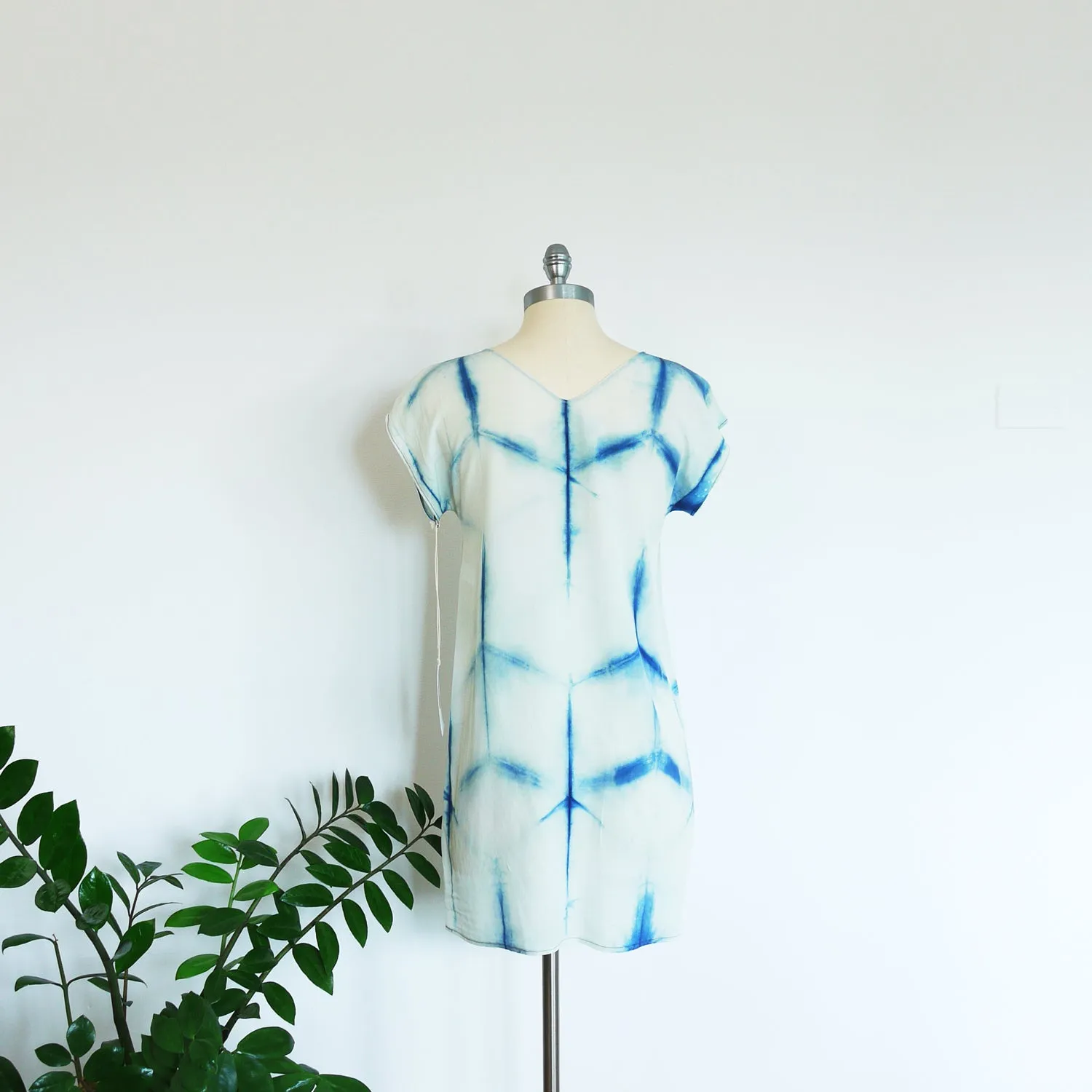 Organic indigo silk dress.