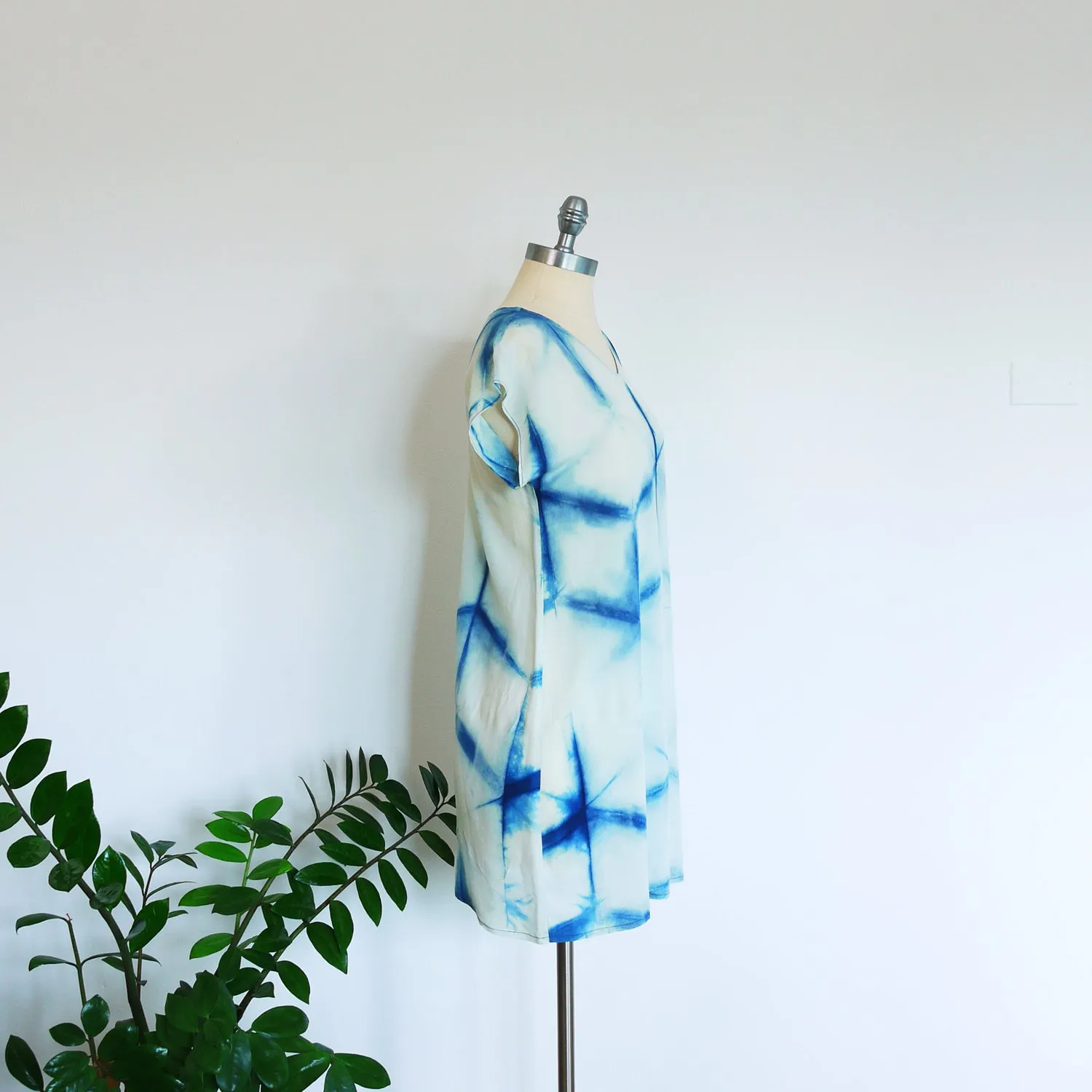 Organic indigo silk dress.