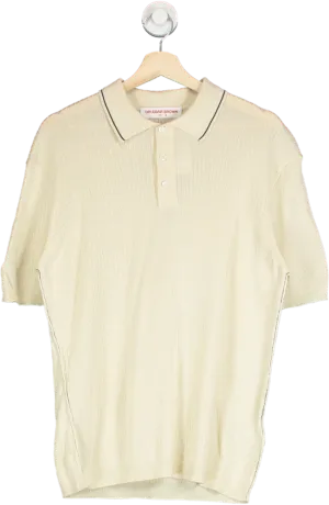 Orlebar Brown Beige Maranon Striped Cotton Polo Shirt UK M