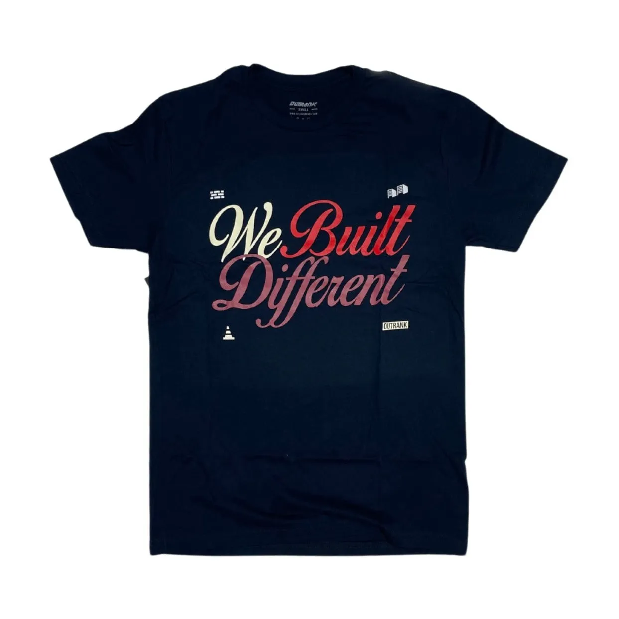 Outrank We Built Different Navy Tee