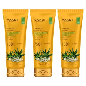 Pack of 3 Sunscreen Lotion SPF-50 with Aloe Vera & Chamomile (110 ml x 3)