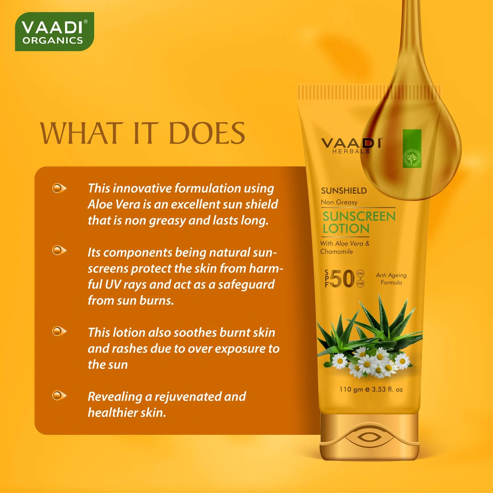 Pack of 3 Sunscreen Lotion SPF-50 with Aloe Vera & Chamomile (110 ml x 3)