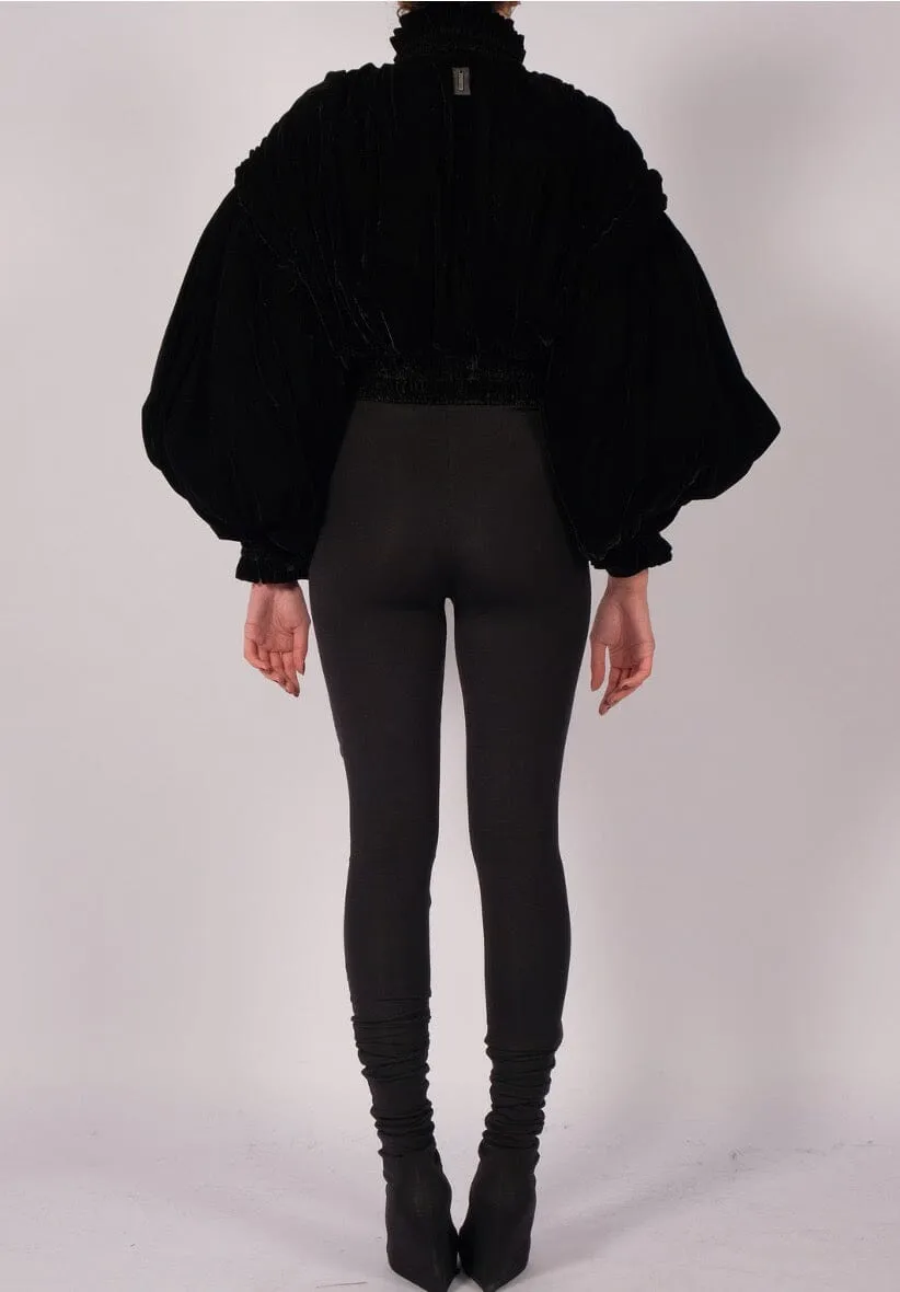 Padded Velvet Crop Bomber