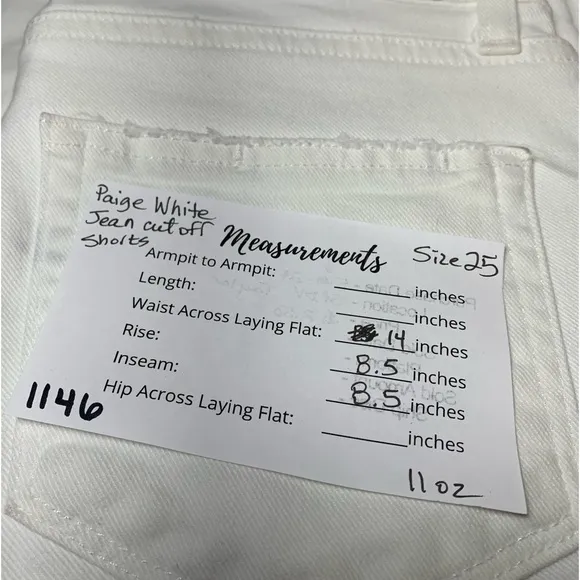 PAIGE DENIM Jax Knee Short cut off edition in crisp white size 25