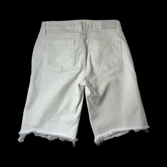 PAIGE DENIM Jax Knee Short cut off edition in crisp white size 25
