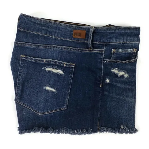 Paige Vera Kairi Wash Destructed Cut Off Frayed Hem Denim Jean Shorts Womens 30…