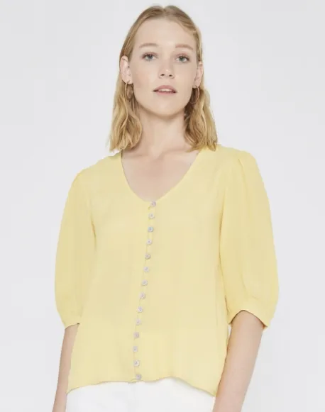 Pale Yellow Puff Sleeved Top