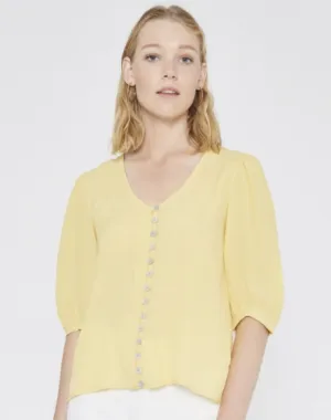 Pale Yellow Puff Sleeved Top