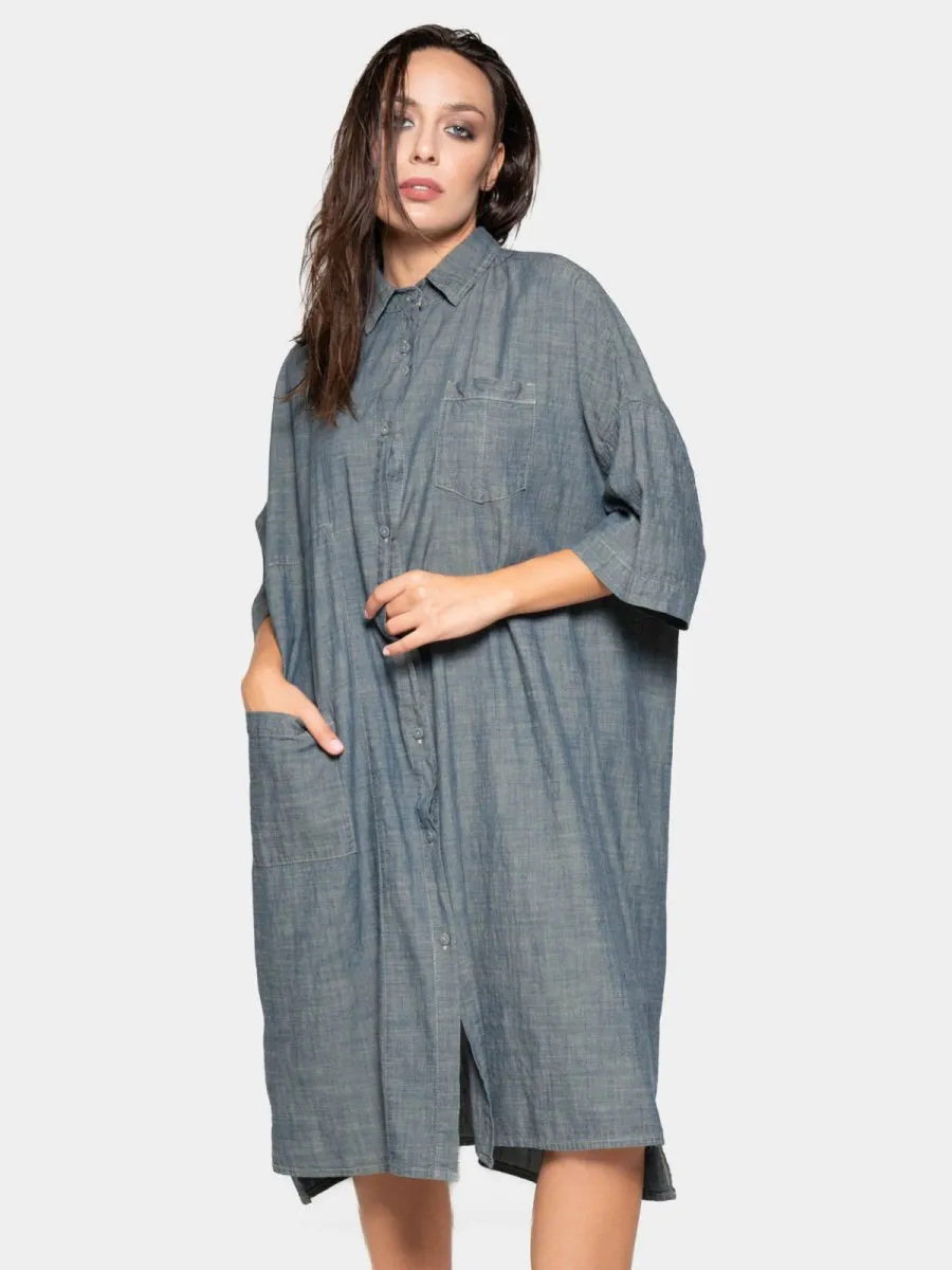 Patch Pocket Shift Shirtdress