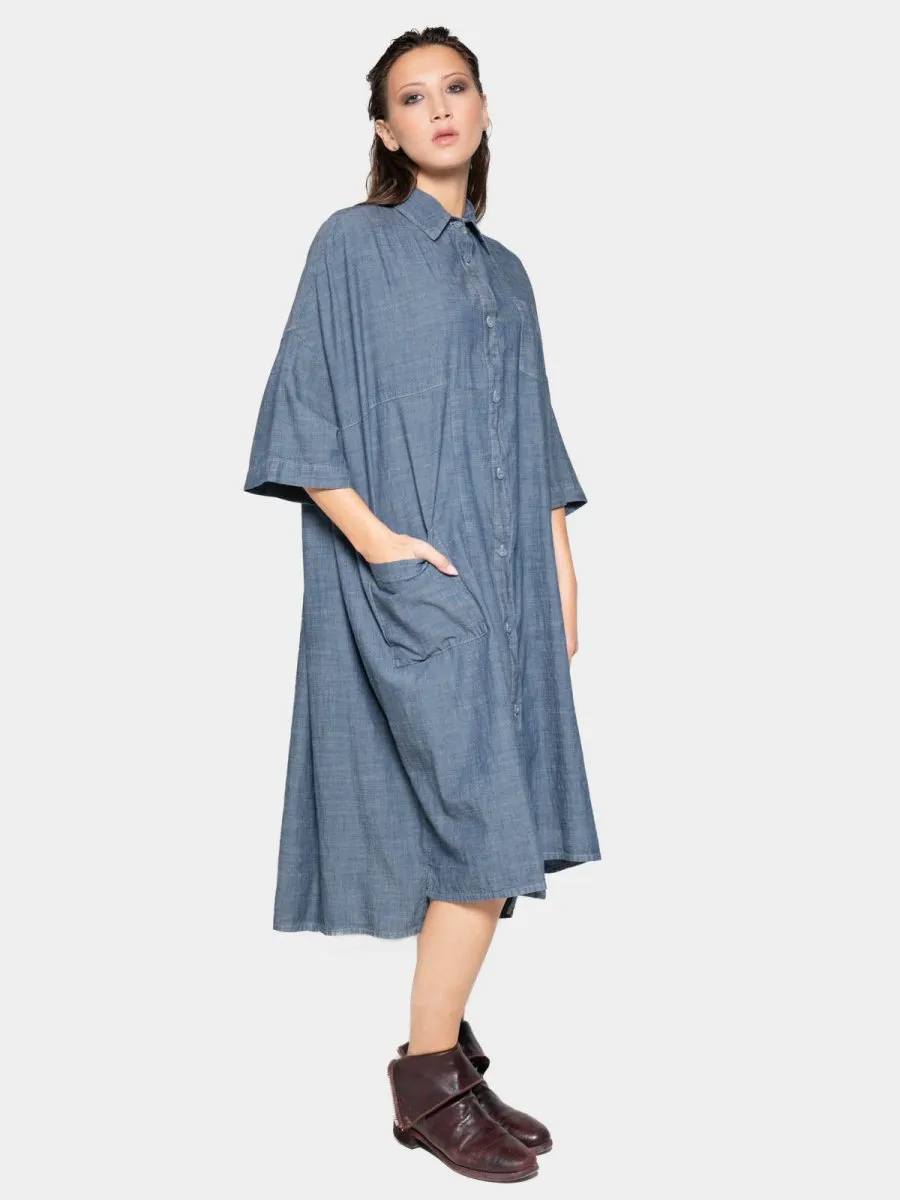 Patch Pocket Shift Shirtdress