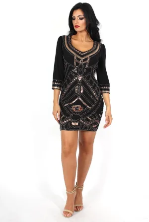 Patricia Black V Neck Shift Dress