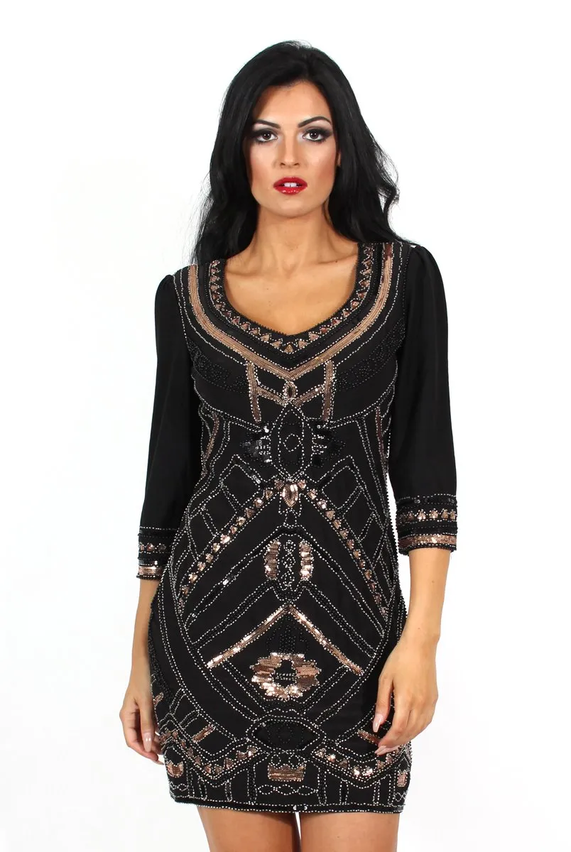 Patricia Black V Neck Shift Dress