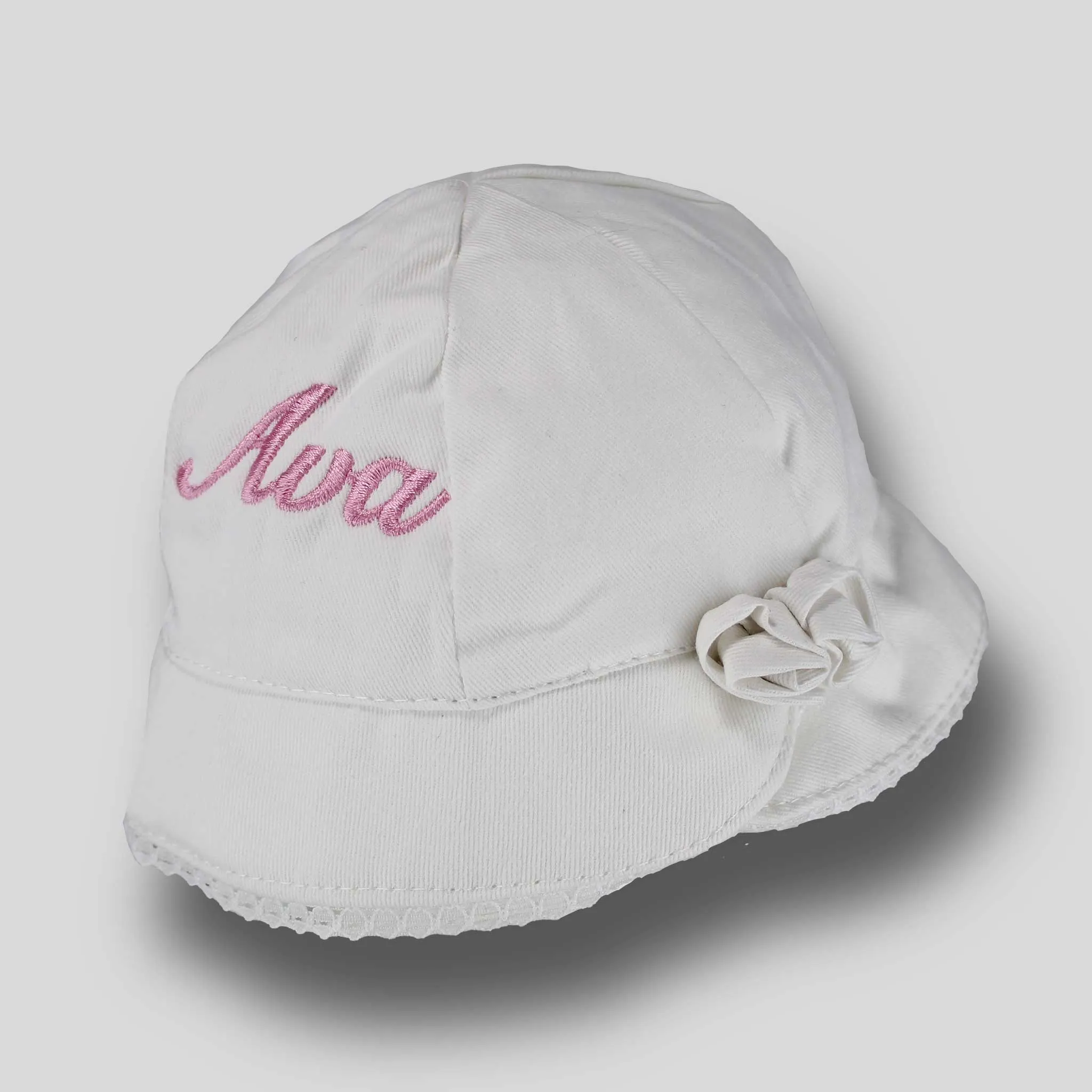 Personalised Baby Girls Summer  Hat - White