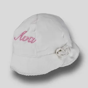 Personalised Baby Girls Summer  Hat - White