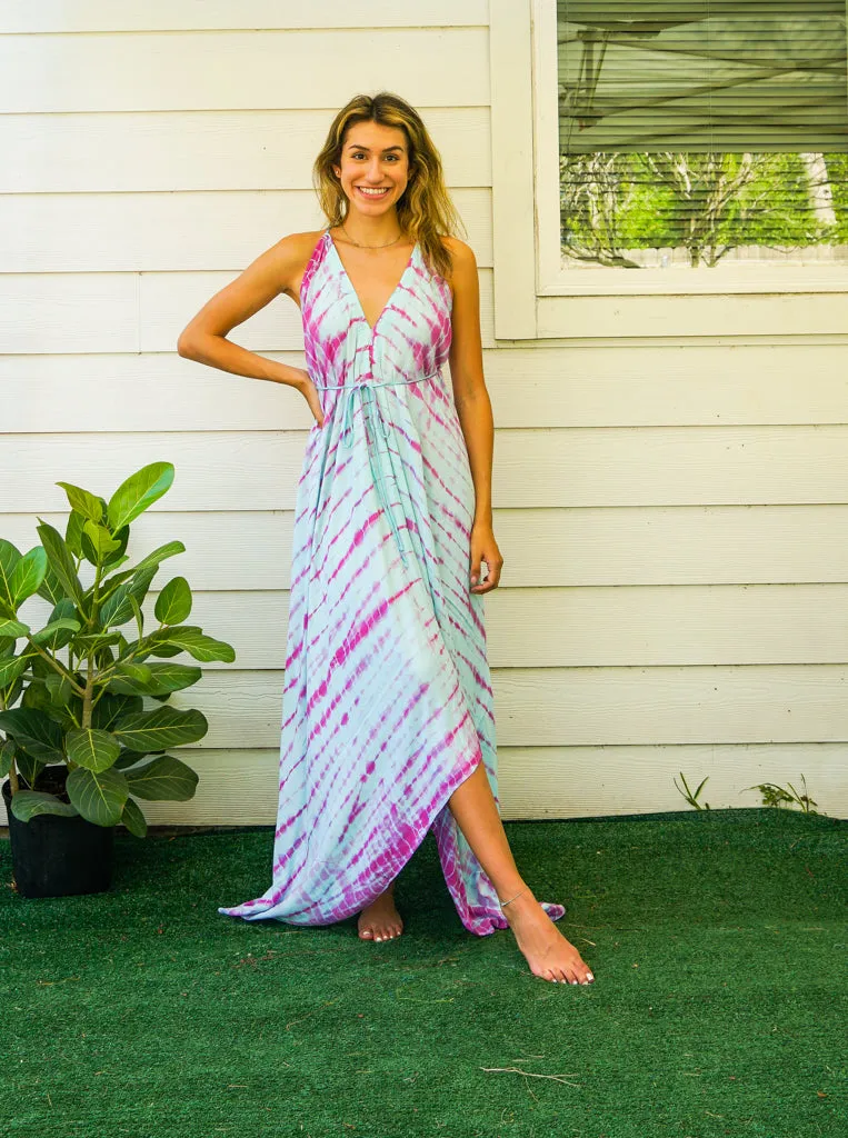 Petal Breeze Hand Dyed Boho Maxi Dress