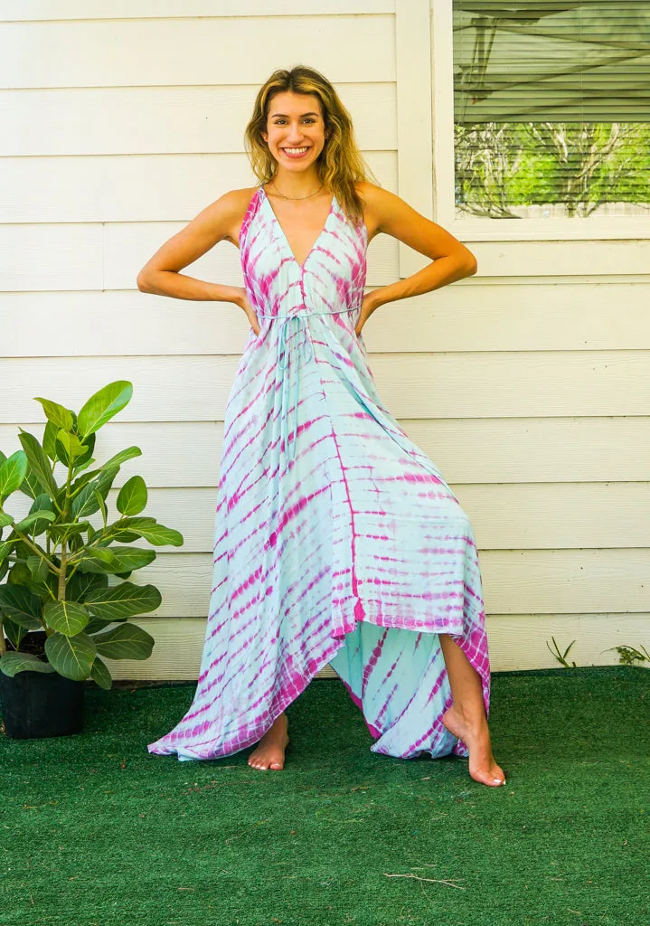 Petal Breeze Hand Dyed Boho Maxi Dress