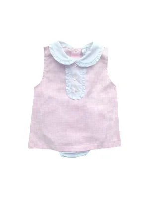 Pink and White Gingham Dress & Pant set