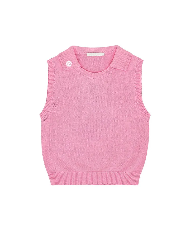 PIV'VEE Sleeveless Knit Collar Top - 2 colors