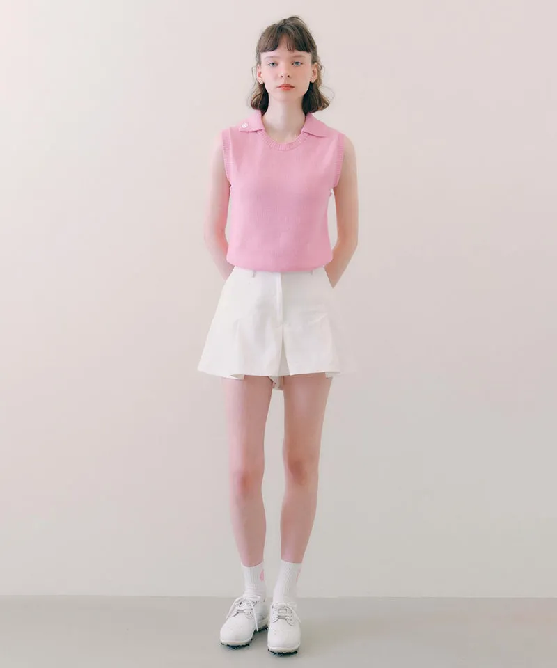 PIV'VEE Sleeveless Knit Collar Top - 2 colors