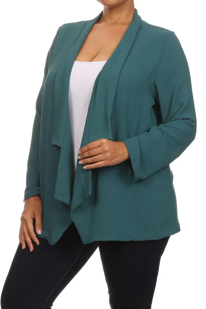 Plus Size Friday Night Draped Sheer Teal Cardigan