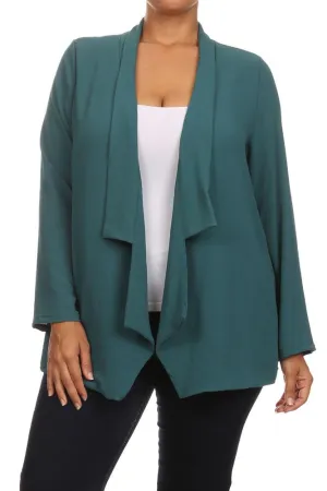 Plus Size Friday Night Draped Sheer Teal Cardigan